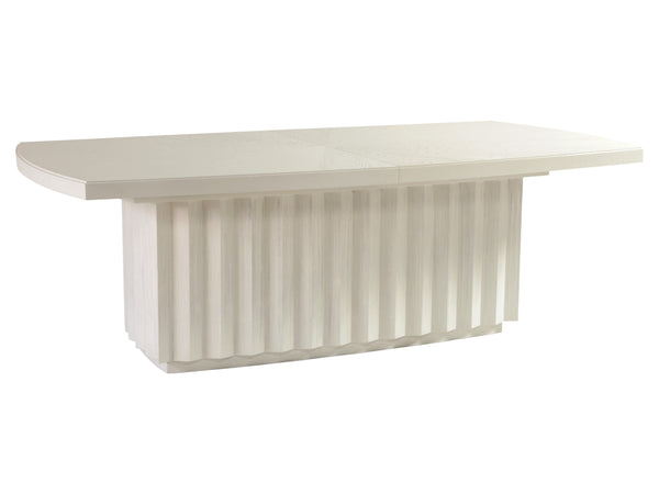 Lexington Artistica Home Sarto Dining Table - Stunning Cerused White Grey Finish With Unique Sunburst Top And Scalloped Base Light Gray Wood 2266-877c