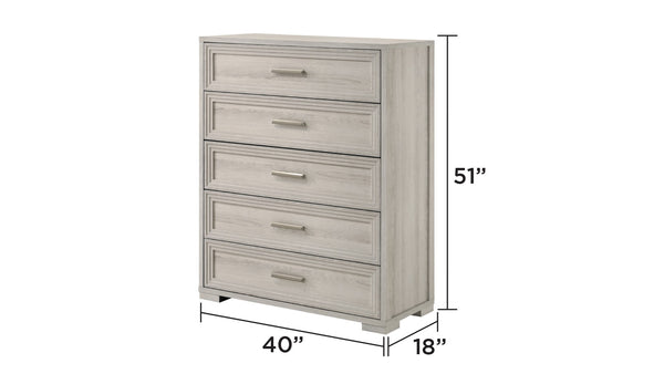 English Elm Colorado King Bedroom Set with Led Headboard Rustic Wood Storage Bed and 4 Pieces B009S02162