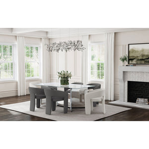 English Elm Cedral Grey Boucle Dining Arm Chair Set of 2 — Modern 3-Legged Upholstered Seats, Rounded Back Comfort, Stylish Contemporary Design B062P299826