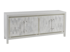 Lexington Artistica Home Elation White Media Console - Hand-painted Faux Horn Design With Adjustable Shelves And Unique Style White Wood 2267-907