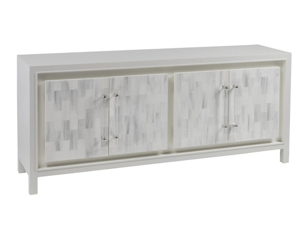 Lexington Artistica Home Elation White Media Console - Hand-painted Faux Horn Design With Adjustable Shelves And Unique Style White Wood 2267-907
