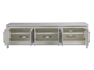 Lexington Artistica Home Elation White Media Console - Hand-painted Faux Horn Design With Adjustable Shelves And Unique Style White Wood 2267-908