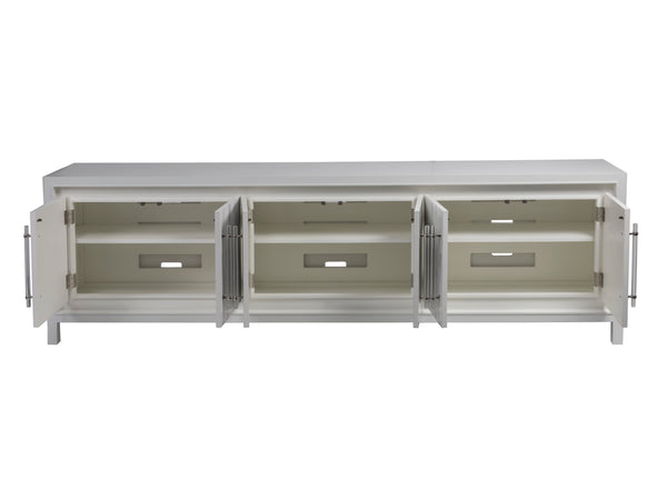 Lexington Artistica Home Elation White Media Console - Hand-painted Faux Horn Design With Adjustable Shelves And Unique Style White Wood 2267-908
