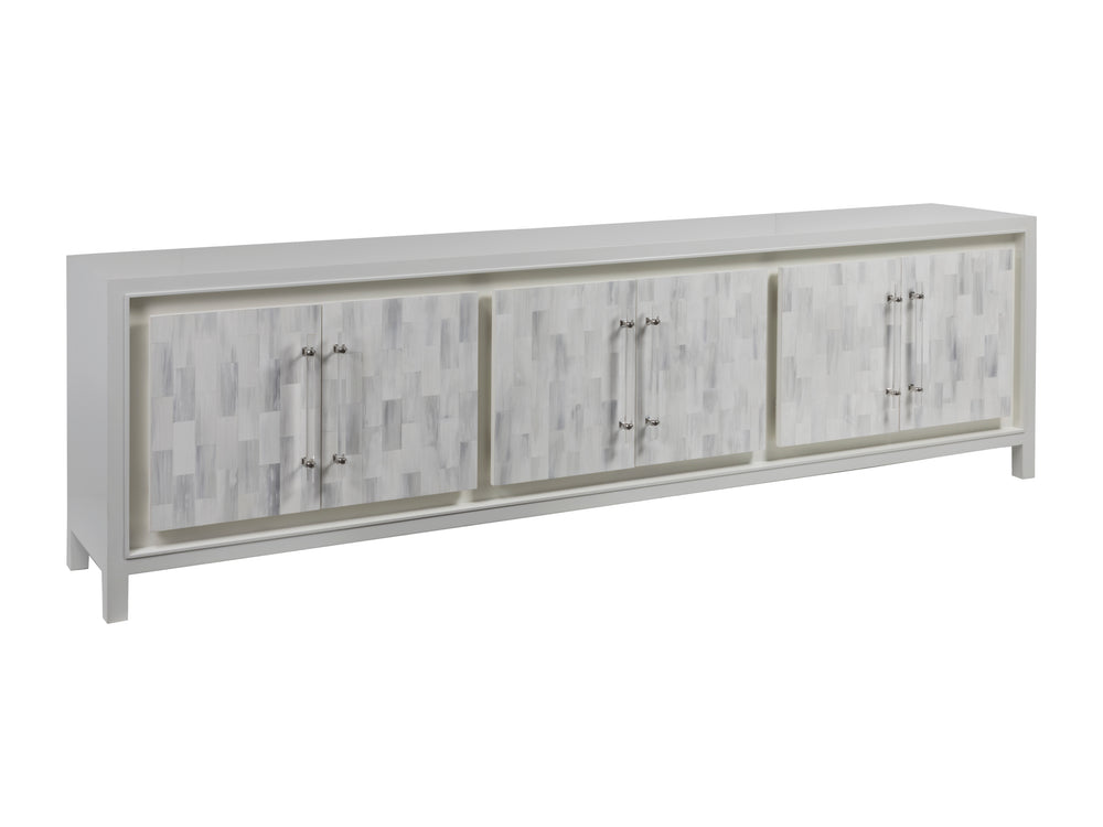 Lexington Artistica Home Elation White Media Console - Hand-painted Faux Horn Design With Adjustable Shelves And Unique Style White Wood 2267-908