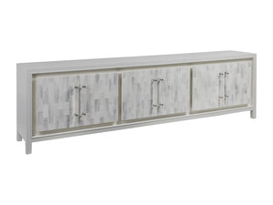 Lexington Artistica Home Elation White Media Console - Hand-painted Faux Horn Design With Adjustable Shelves And Unique Style White Wood 2267-908