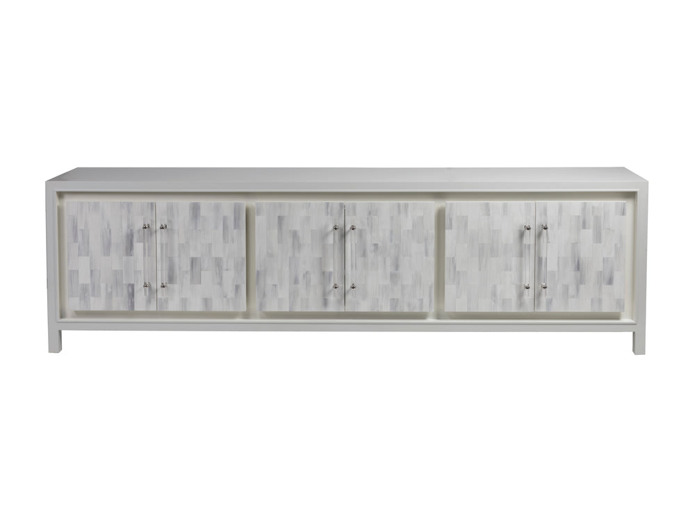 Lexington Artistica Home Elation White Media Console - Hand-painted Faux Horn Design With Adjustable Shelves And Unique Style White Wood 2267-908