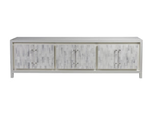 Lexington Artistica Home Elation White Media Console - Hand-painted Faux Horn Design With Adjustable Shelves And Unique Style White Wood 2267-908