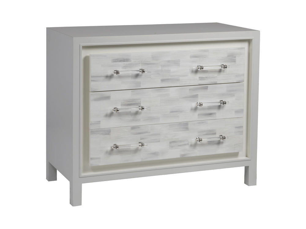 Lexington Artistica Home Elation White Hall Chest - Hand-painted Faux Horn Design With Unique Finishes And Three Drawers White Wood 2267-973