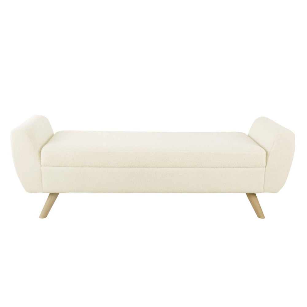 English Elm Rae Sherpa Upholstered Storage Ottoman Bench with Hinged Lid and Wood Legs B056P412630