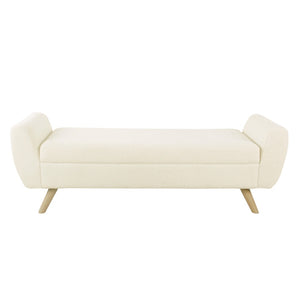 English Elm Rae Sherpa Upholstered Storage Ottoman Bench with Hinged Lid and Wood Legs B056P412630