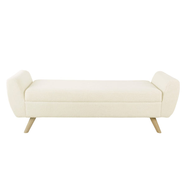 English Elm Rae Sherpa Upholstered Storage Ottoman Bench with Hinged Lid and Wood Legs B056P412630