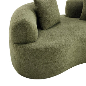 English Elm 66.93 Inch Curved Teddy Velvet Loveseat Sculptural Compact Sofa for Apartments Green W3612P406627