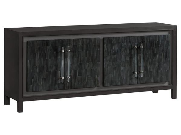 Lexington Artistica Home Elation Gray Media Console - Hand-painted Faux Horn Design With Adjustable Shelves & Unique Finishes Gray Wood 2268-907