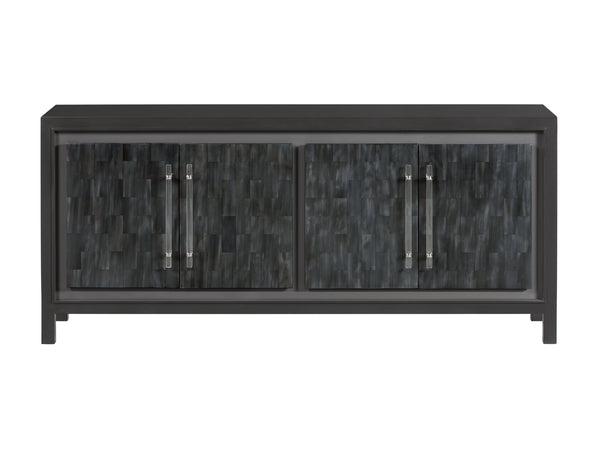 Lexington Artistica Home Elation Gray Media Console - Hand-painted Faux Horn Design With Adjustable Shelves & Unique Finishes Gray Wood 2268-907