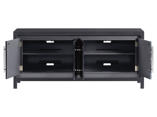 Lexington Artistica Home Elation Gray Media Console - Hand-painted Faux Horn Design With Adjustable Shelves & Unique Finishes Gray Wood 2268-907