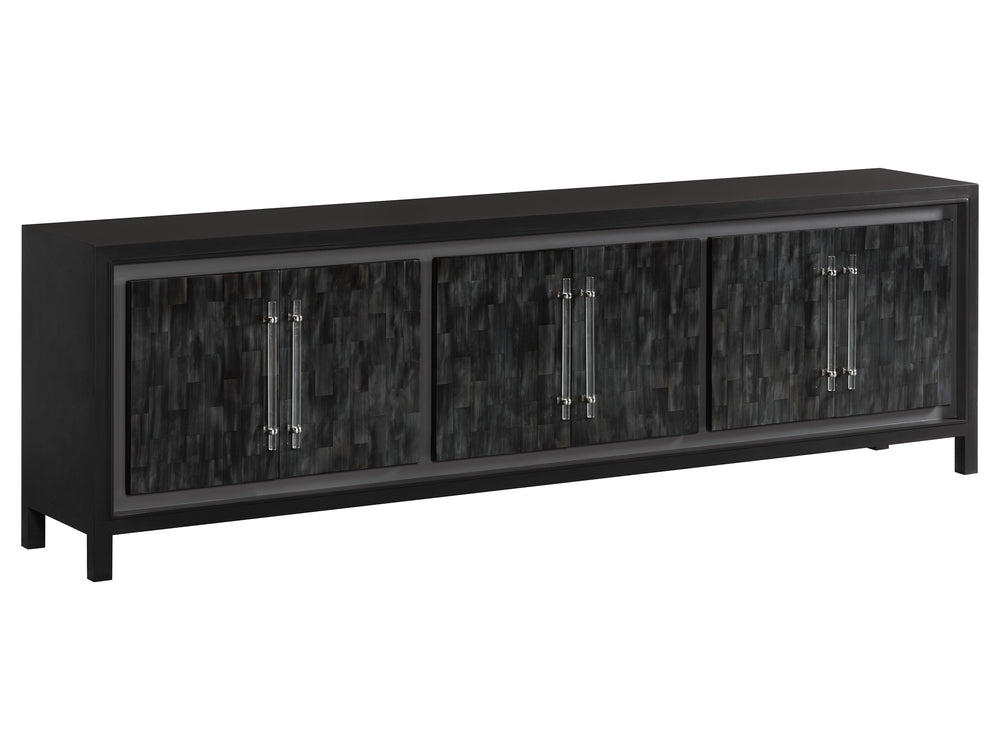 Lexington Artistica Home Elation Gray Media Console - Hand-painted Faux Horn Design With Adjustable Shelves & Unique Finishes Gray Wood 2268-908
