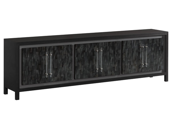 Lexington Artistica Home Elation Gray Media Console - Hand-painted Faux Horn Design With Adjustable Shelves & Unique Finishes Gray Wood 2268-908