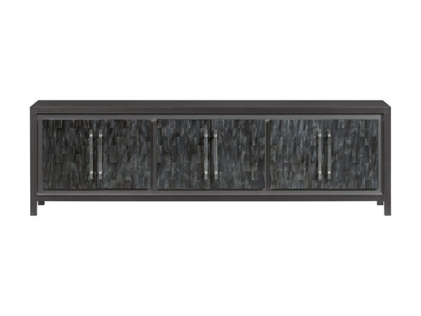 Lexington Artistica Home Elation Gray Media Console - Hand-painted Faux Horn Design With Adjustable Shelves & Unique Finishes Gray Wood 2268-908