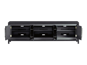 Lexington Artistica Home Elation Gray Media Console - Hand-painted Faux Horn Design With Adjustable Shelves & Unique Finishes Gray Wood 2268-908