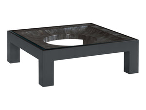Lexington Artistica Home Elation Gray Square Cocktail Table - Hand-painted Faux Horn Design With Beveled Glass Top Elegance Gray Wood 2268-947