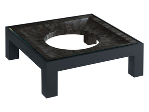 Lexington Artistica Home Elation Gray Square Cocktail Table - Hand-painted Faux Horn Design With Beveled Glass Top Elegance Gray Wood 2268-947