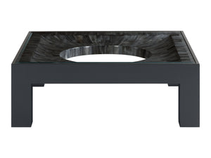 Lexington Artistica Home Elation Gray Square Cocktail Table - Hand-painted Faux Horn Design With Beveled Glass Top Elegance Gray Wood 2268-947