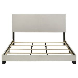 English Elm Efram Cream Fabric Panel Bed Tall Padded Headboard Rubberwood Frame Eastern King B062P441119