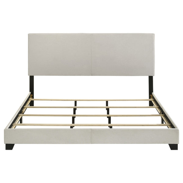 English Elm Efram Cream Fabric Panel Bed Tall Padded Headboard Rubberwood Frame Eastern King B062P441119
