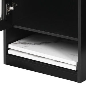 English Elm K&K Modern Extendable 59.5" Kitchen Island with Double-Sided Storage, Power Outlet & Casters Black N707S000017B