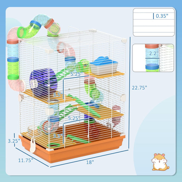 English Elm Pawhut 5 Tier Small Animal Habitat with Tubes Tunnels Exercise Wheel and Carry Handle W2225P229564