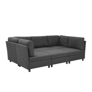 English Elm Modern Foil Fabric Modular Sectional Sofa Reconfigurable Living Room Seating Dark Gray W5568S00049