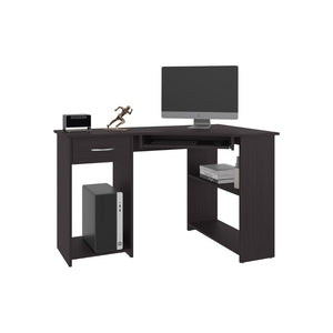English Elm Sturgeon L-shaped Corner Desk with Drawers Shelves Melamine Wengue Home Office B097P407603