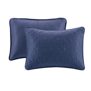 English Elm Reversible Madison Park Quebec King Bedspread Set with Quilted Texture, Oversized Drape and Antimicrobial Freshness Protection Navy 17.72 L x 15.35 W x 8.66 H B03597456