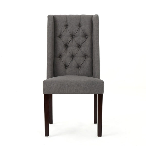 English Elm Dining Chair Set of Two Wingback Button Tufted High Back Birch Leg Upholstered 61539.00