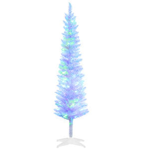 English Elm Homcom 5Ft Pencil Prelit Artificial Christmas Tree With 150 Colorful Leds – Perfect For Small Spaces! W2225P249677