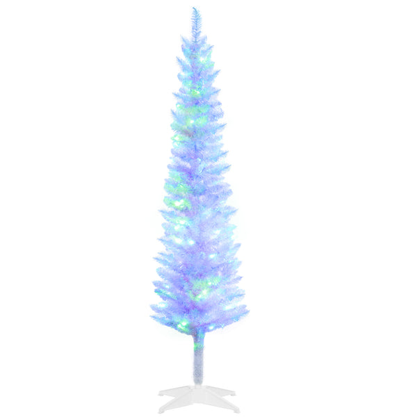 English Elm Homcom 5Ft Pencil Prelit Artificial Christmas Tree With 150 Colorful Leds – Perfect For Small Spaces! W2225P249677