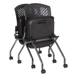 OSP Home Furnishings Soft-flex Frame Steel Folding Chair Cushioned Seat Ventilated Back for Office Use Coal 83220-30
