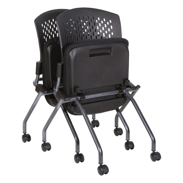 OSP Home Furnishings Soft-flex Frame Steel Folding Chair Cushioned Seat Ventilated Back for Office Use Coal 83220-30