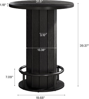 English Elm Stylish Round Coffee Table with Engineered Wood Top and Open Metal Base for Living Rooms Black T3971P452852