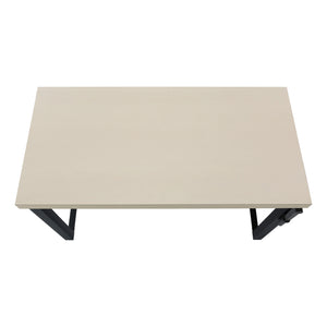 English Elm Computer Desk - Adjustable Height Standing Workstation, Modern Beige Laminate & Black Metal Frame B2710P219894