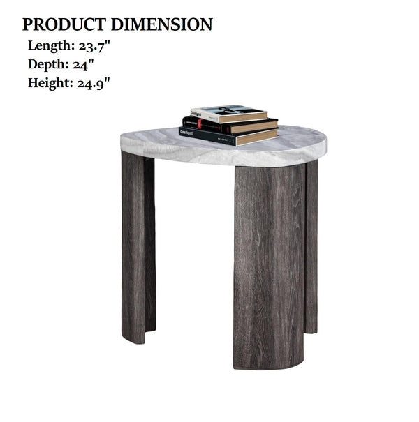 English Elm Contemporary Triangle End Table With Marble Pattern – Stylish, Space-Saving Design For Modern Living B2741P395276
