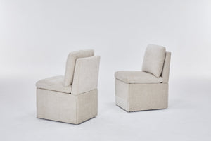 English Elm Linen Armless Dining Chair with Casters and Hidden Seat Storage, Smooth Mobility & Versatile Use Beige W2069P288877