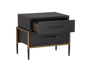 Sunpan Weldrick Nightstand - Elegant Acacia Wood Design with Soft Closing Drawers and Stylish Metal Accents Espresso