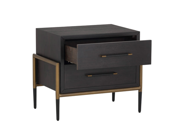 Sunpan Weldrick Nightstand - Elegant Acacia Wood Design with Soft Closing Drawers and Stylish Metal Accents Espresso