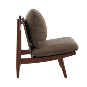 English Elm Vista Mid-century Accent Chairs Mocha Upholstered Natural Wood Frame Set of 2 N767P366304E
