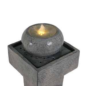 English Elm Christopher Knight Home® - 25.59"H Minimalist Concrete Column Fountain with LED Illumination, Durable Weatherproof Outdoor Accent N765P324547G