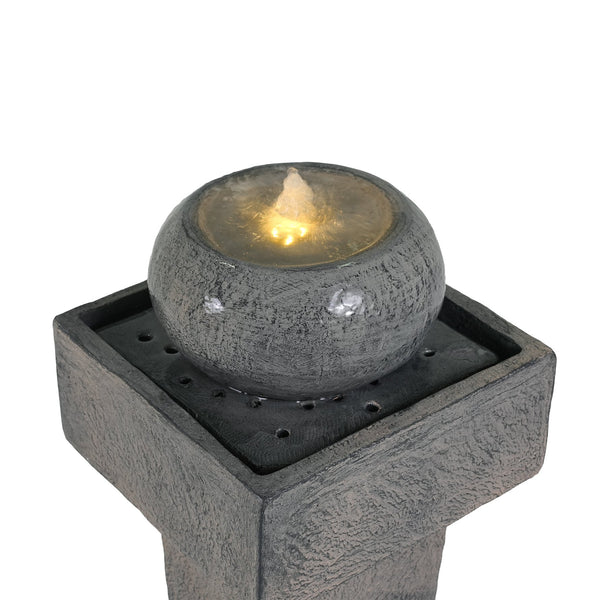 English Elm Christopher Knight Home® - 25.59"H Minimalist Concrete Column Fountain with LED Illumination, Durable Weatherproof Outdoor Accent N765P324547G