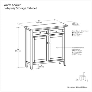 English Elm Warm Shaker Solid Wood Entryway Cabinet with Drawers and Adjustable Shelves in Golden Brown B136P436045