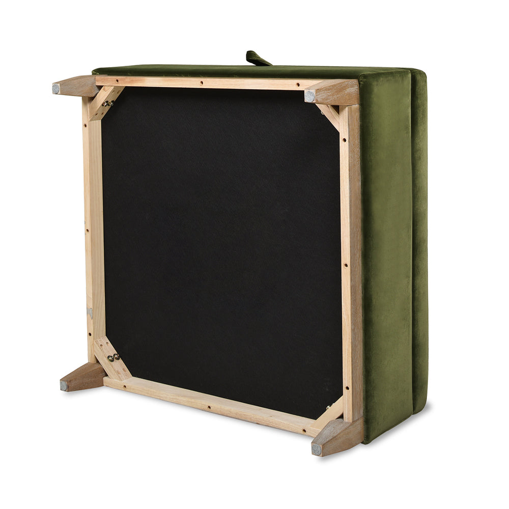 English Elm Jennifer Taylor Home - Knox 35" Square Storage Ottoman in Olive Green Performance Velvet — Benchmade, Flip-Top Storage, Durable Kiln-Dried Frame B2719P238423
