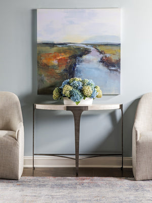 Lexington Artistica Home Cachet Console - Exquisite Artistica Home Design With Unique White Vein Travertine And Silver Leaf Finish Silver Leaf Wood 2271-966